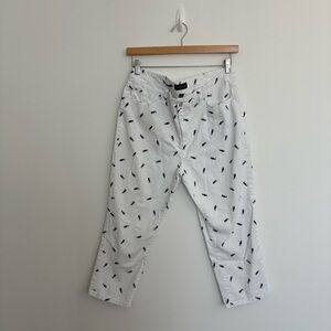 Charter Club Womens Bristol Capri Pants Size 14 White Navy Cotton Spandex Comfy